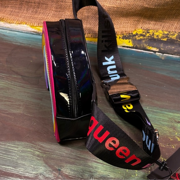 Killstar black patent rainbow fanny pack waist bag NWT - Picture 3 of 13